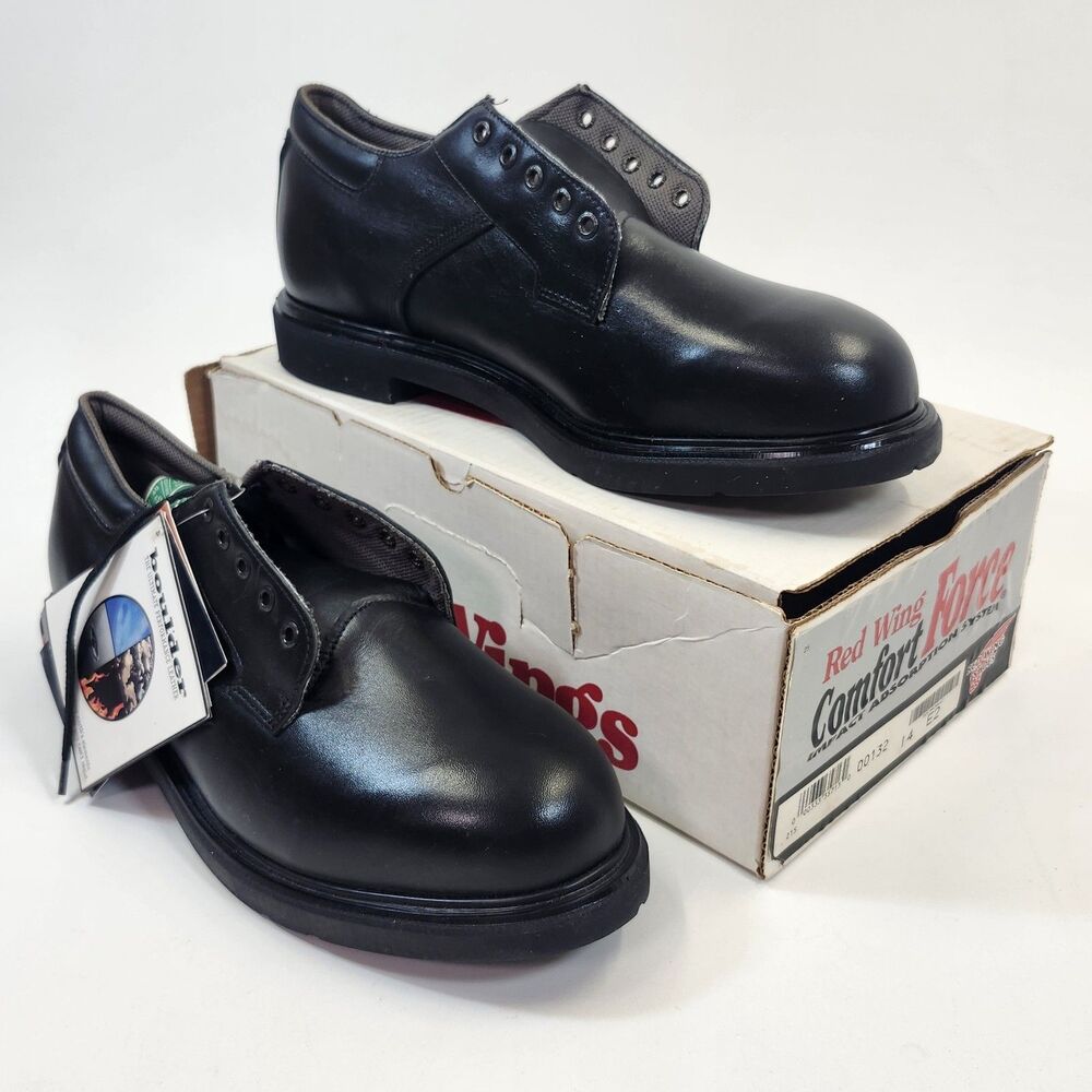 Red Wing 132 Black Leather Oxford Work Shoes Mens 14 EE Made USA New Old Stock